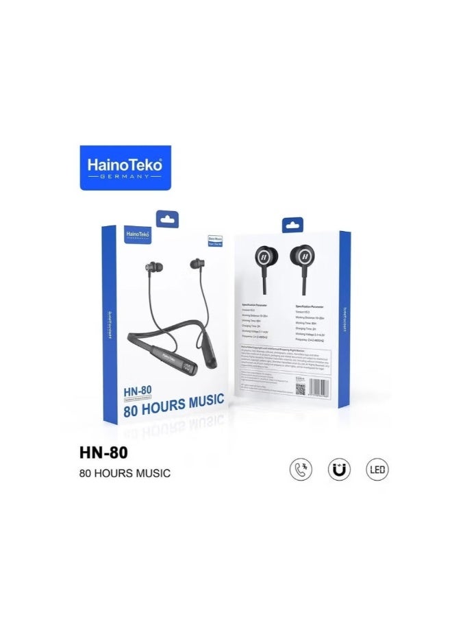 Haino Teko Germany HN 80 Wireless Bluetooth Neckband Earphone, Black - Image 2